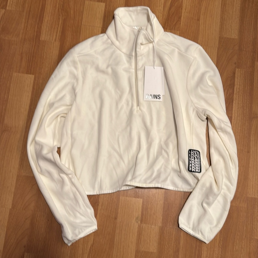 Rains Fleece White Half Zip Jacket